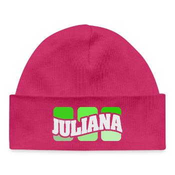Name Juliana - Baby Organic Beanie - hot pink - Front
