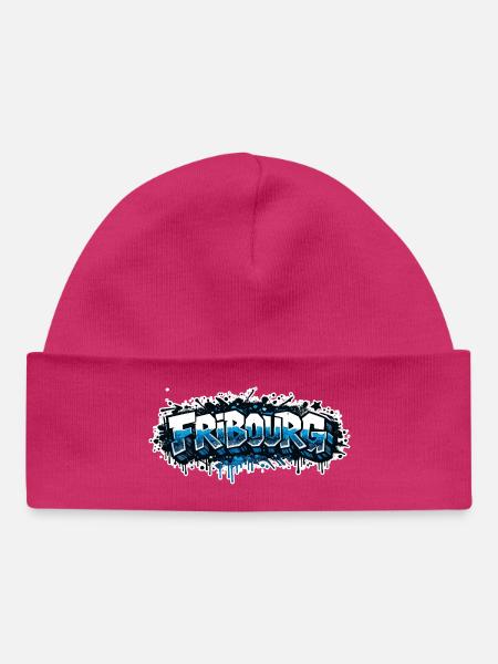 Fribourg Graffiti - Baby Organic Beanie - hot pink