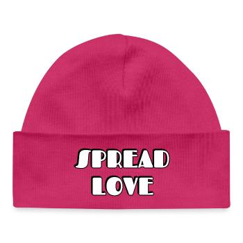 Spread Love Bold Typographic Design - Baby Organic Mütze - hot Pink - Vorne