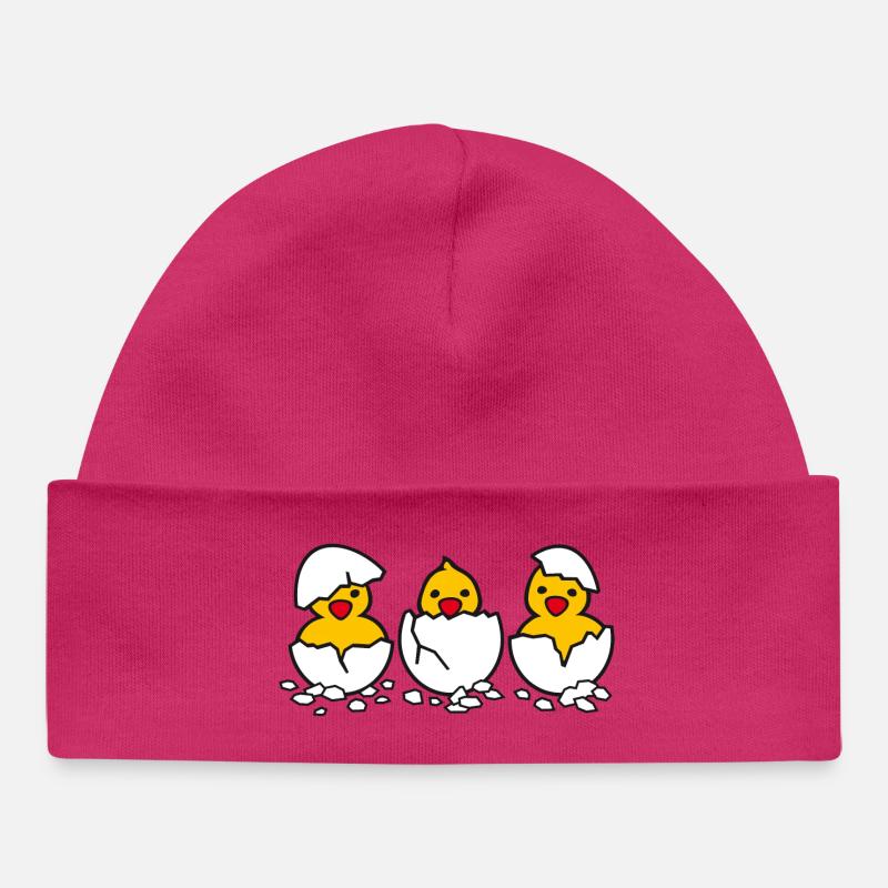 Drei aus dem Ei (d) - Bonnet bébé bio - hot pink