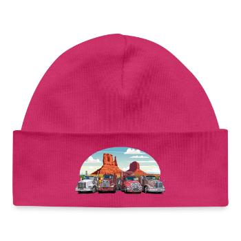 Semi-remorques, camions sur l’autoroute - Bonnet bébé bio - hot pink - Devant