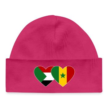 Soudan Sénégal Drapeau Coeur - Bonnet bébé bio - hot pink - Devant
