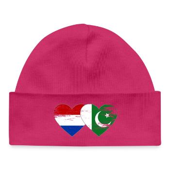 Holland Pakistan Flag Heart - Baby Organic Beanie - hot pink - Front