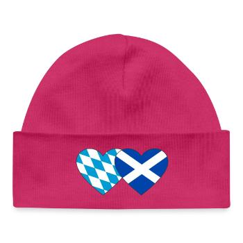Bayern Schottland Flagge Herz - Baby Organic Mütze - hot Pink - Vorne