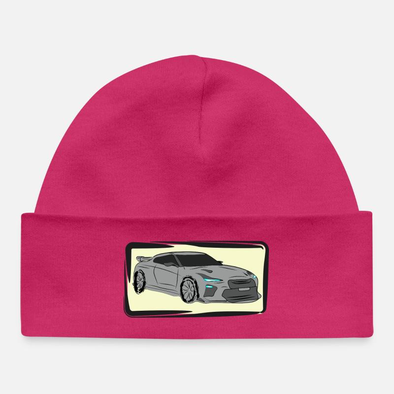 Silhouette néon de voiture de sport - Bonnet bébé bio - hot pink