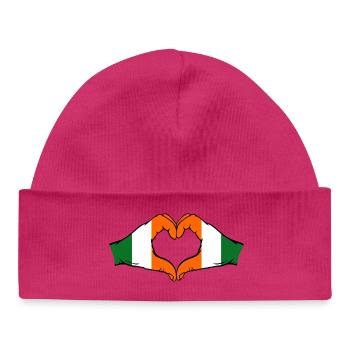 Irland Elfenbeinküste Flagge Herz - Baby Organic Mütze - hot Pink - Vorne