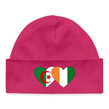 Algeria Ivory Coast Flag Heart - Baby Organic Beanie - hot pink - Front