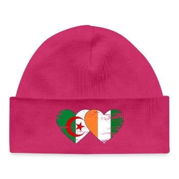 Algeria Ivory Coast Flag Heart Used - Baby Organic Beanie - hot pink - Front