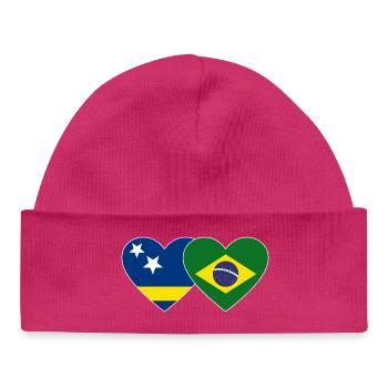 Curacao_Brasilien_Flagge_Herz - Baby Organic Beanie - hot pink - Front