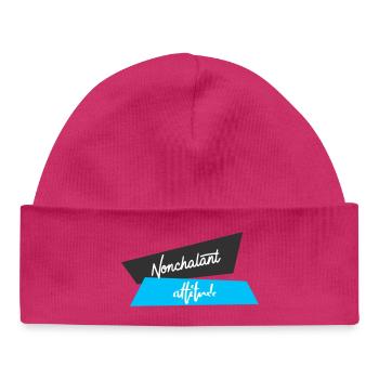 Attitude Nonchalante Bleu Noir - Bonnet bébé bio - hot pink - Devant