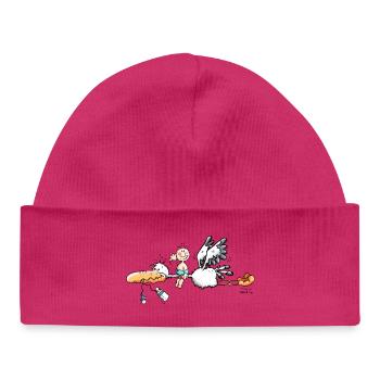 Storch bringt Babyglück - Baby Organic Mütze - hot Pink - Vorne