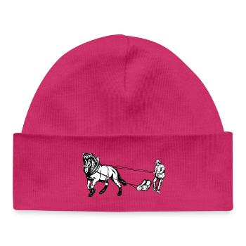 Holzrücker avec cheval - Bonnet bébé bio - hot pink - Devant