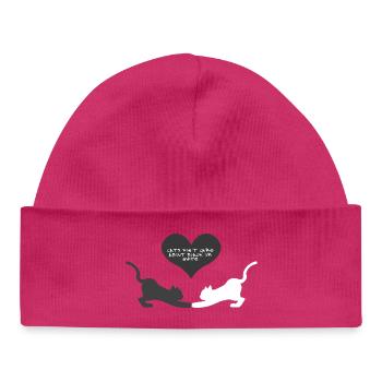 Black and white, kluge sprüche, Katzen Motiv - Baby Organic Mütze - hot Pink - Vorne