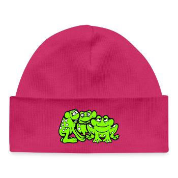 3 Frösche Team Kröte Freunde Cool Crew Lustig süß - Baby Organic Mütze - hot Pink - Vorne