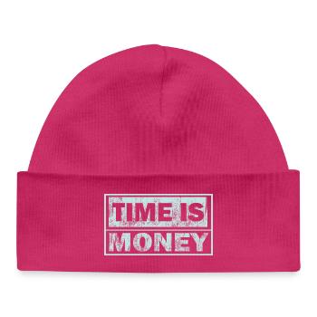 Zeit ist Geld – belasteter Blocktext - Baby Organic Mütze - hot Pink - Vorne