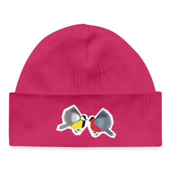 Fighting little birds - Baby Organic Beanie - hot pink - Front