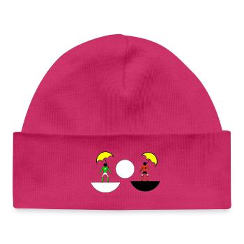 Neon-Regenschirm-Duell in geteilten Hälften - Baby Organic Mütze - hot Pink - Vorne