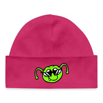 Caterpillar Sunglasses Cool Smile Cheeky Fun Comic - Baby Organic Beanie - hot pink - Front