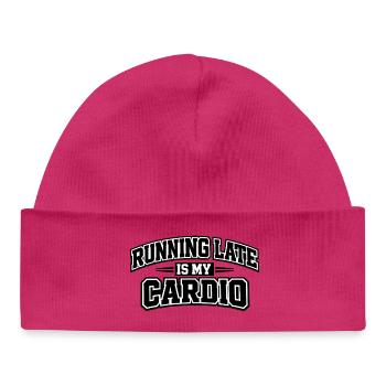 Running Late Is My Cardio Spruch College - Baby Organic Mütze - hot Pink - Vorne