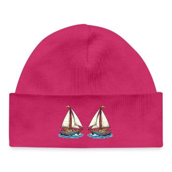 sailboats - Baby Organic Beanie - hot pink - Front