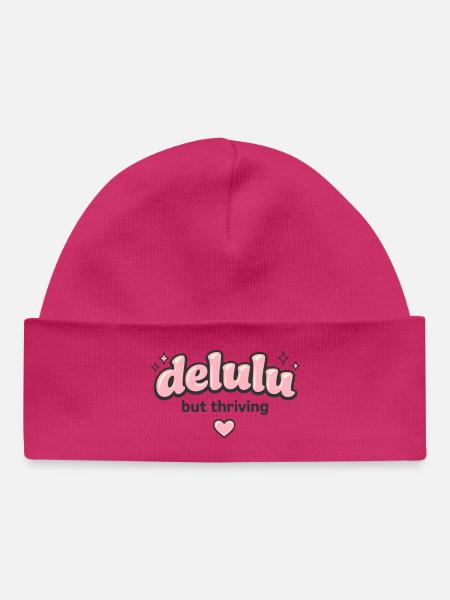 Delulu Thriving Logo - Bonnet bébé bio - hot pink