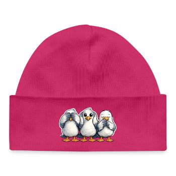 Three seagulls see nothing hear nothing say nothing - Baby Organic Beanie - hot pink - Front