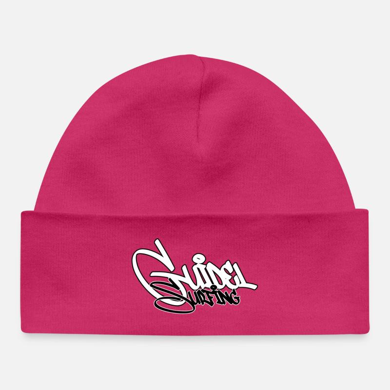 Surfing Graffiti Noir - Bonnet bébé bio - hot pink