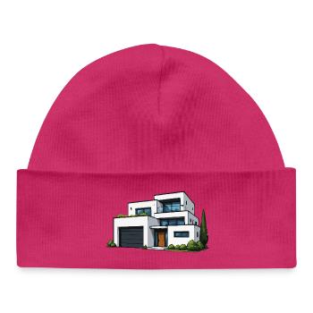 Moderne Flachdachvilla - Baby Organic Mütze - hot Pink - Vorne