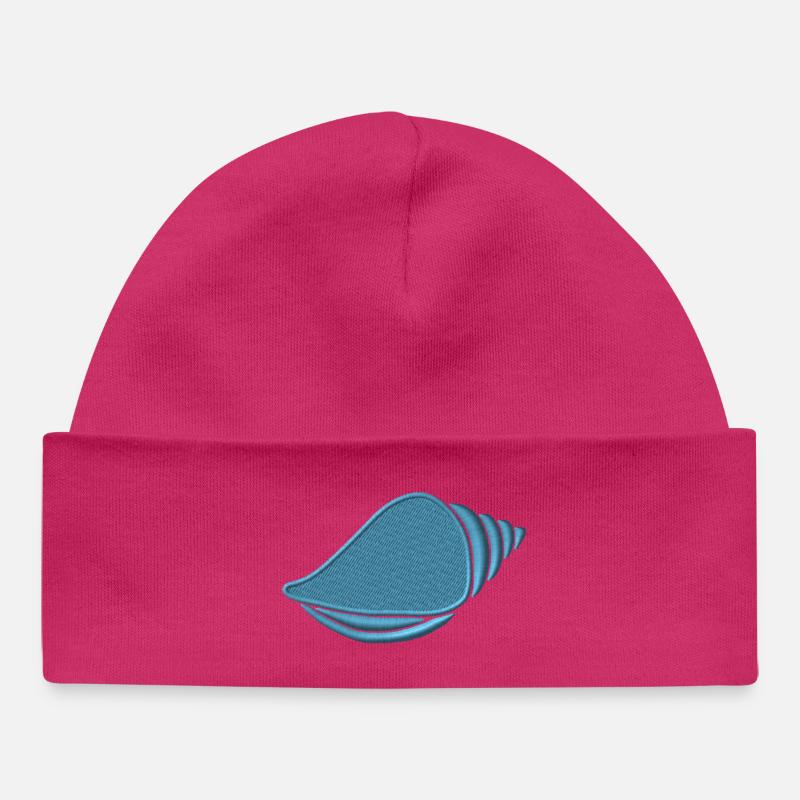 Coquille brodée - Bonnet bébé bio - hot pink