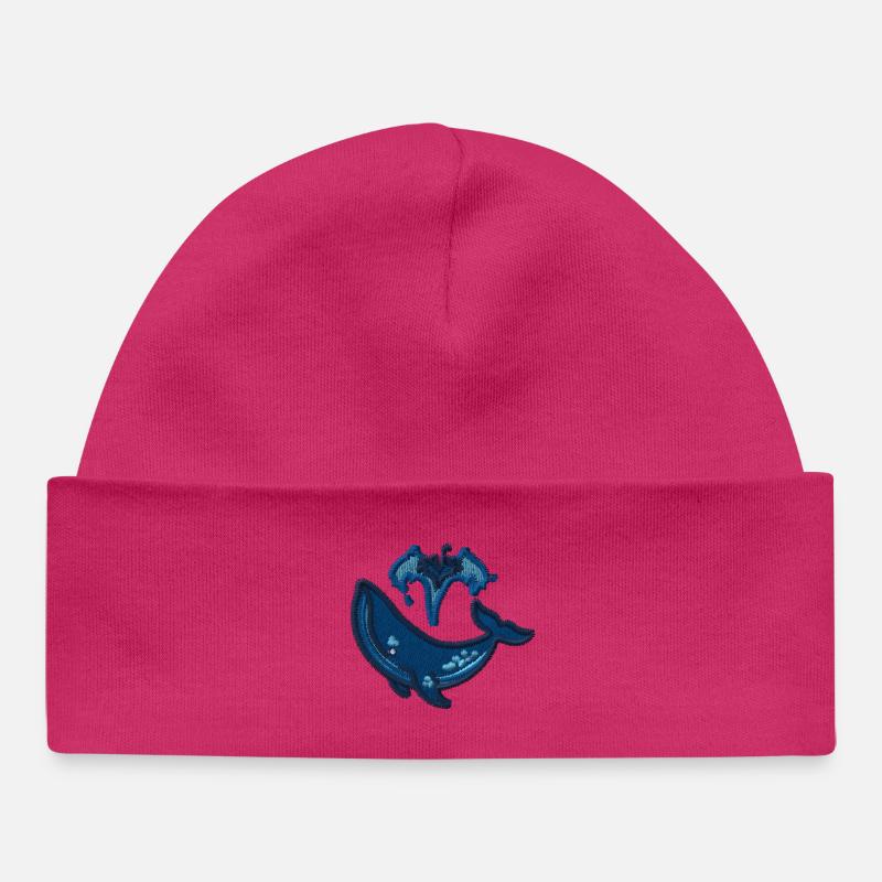 Baleine - Bonnet bébé bio - hot pink