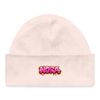 NORA GRAFFITI NAME FOR PERFECT GIFT PRINTABLE - Baby Organic Beanie - pale pink - Front
