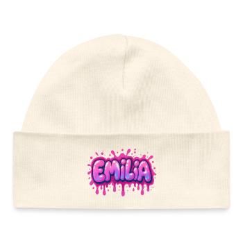 Graffiti Emilia Name Geschenk Ideal Druckbare Su - Baby Organic Mütze - Hellrosa - Vorne