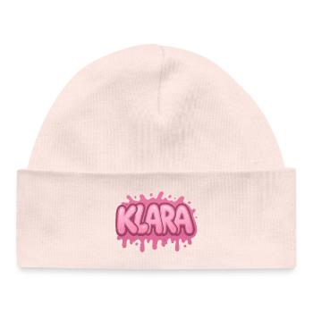 Graffiti KLARA Name, ideal printable gift - Baby Organic Beanie - pale pink - Front