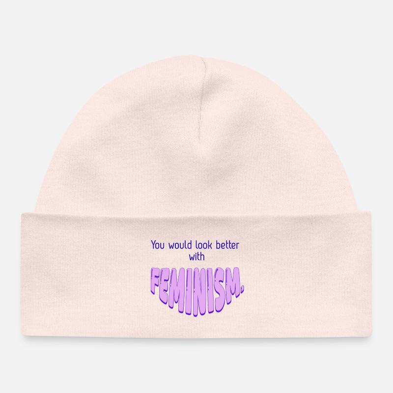 Tu aurais meilleure allure avec le féminisme - Bonnet bébé bio - rose pâle
