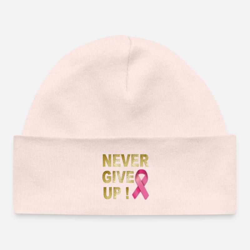 N’abandonnez jamais le ruban rose - Bonnet bébé bio - rose pâle