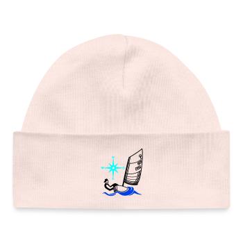 Optimist Opti Sailboat Sailing Kids Regatta - Baby Organic Beanie - pale pink - Front