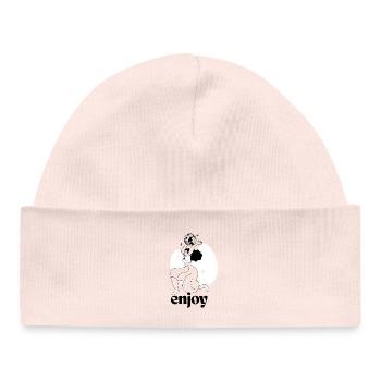 Fille dansante avec lune et étoiles Design - Bonnet bébé bio - rose pâle - Devant