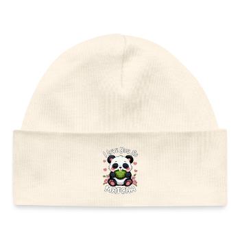 Lustiges Wortspiel I Love You So Matcha Panda - Baby Organic Mütze - Hellrosa - Vorne