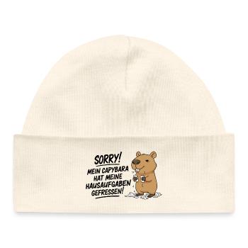 Sorry! Capybara ate my homework - Baby Organic Beanie - soft Ecru - Front