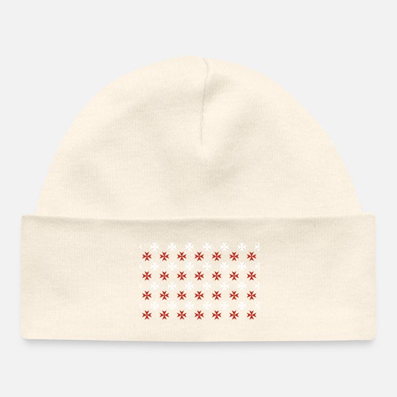 Motif croix de Malte  - Bonnet bébé bio - écru doux