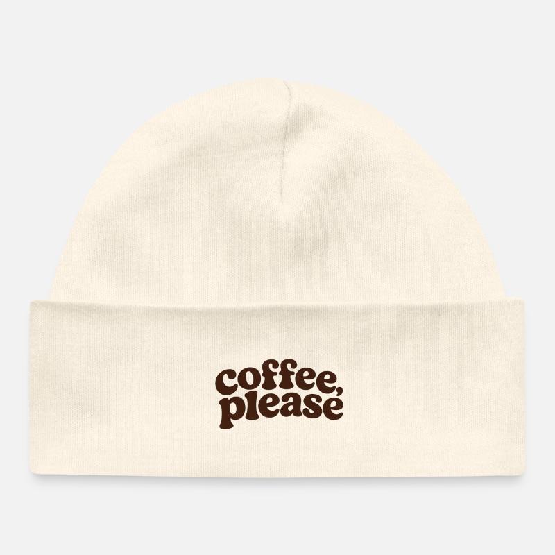 Café, s’il vous plaît, Lettrage rétro - Bonnet bébé bio - écru doux
