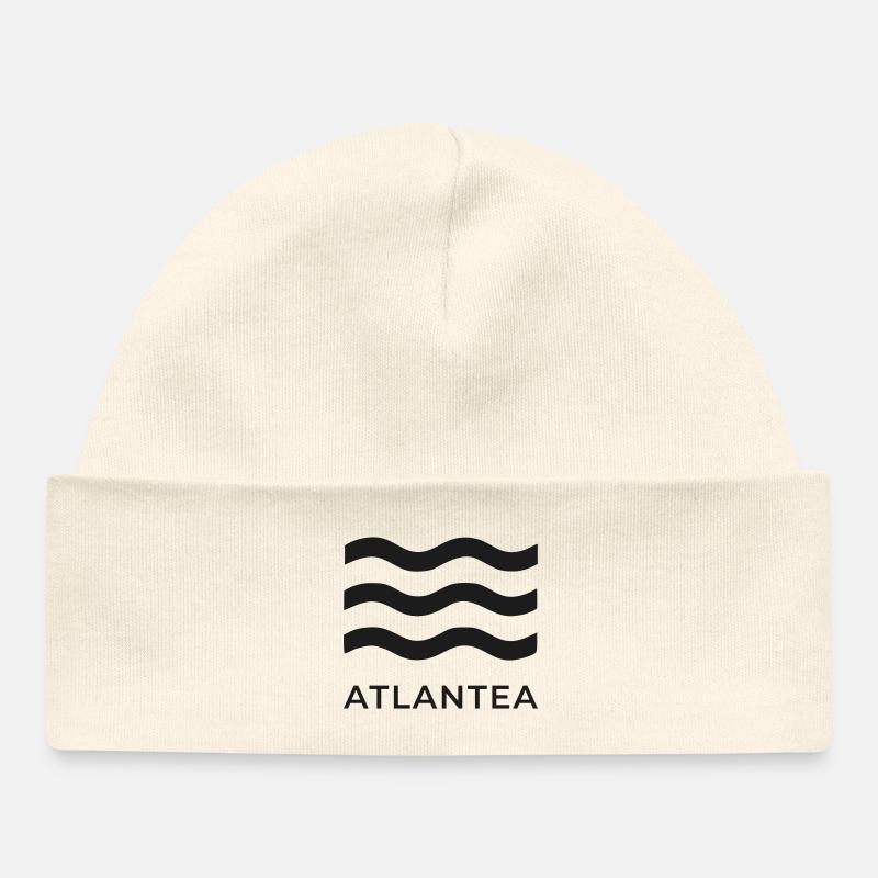 Atlantea Vagues Bleues - Bonnet bébé bio - écru doux