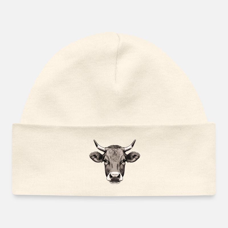 Vache - Bonnet bébé bio - écru doux