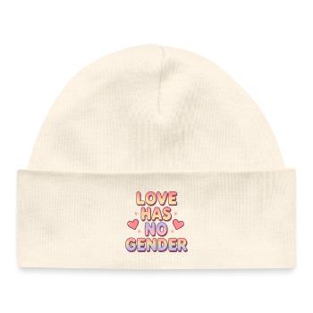 Love Has No Gender – Rainbow Typography Design - Baby Organic Mütze - Natur - Vorne