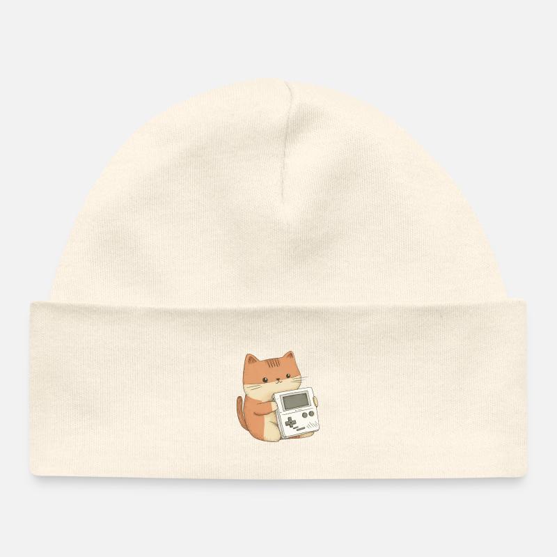 Geek cat - Bonnet bébé bio - écru doux