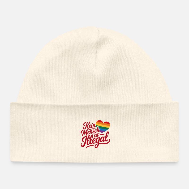 Personne n’est illégal - Logo Cool Pride - Bonnet bébé bio - écru doux