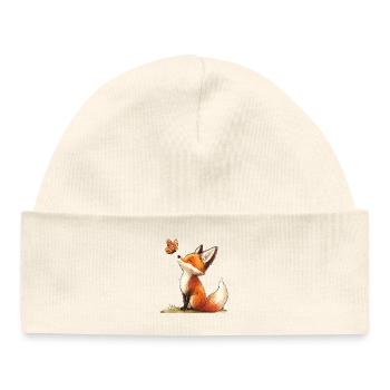 Fuchs mit Schmetterling - Baby Organic Mütze - Natur - Vorne