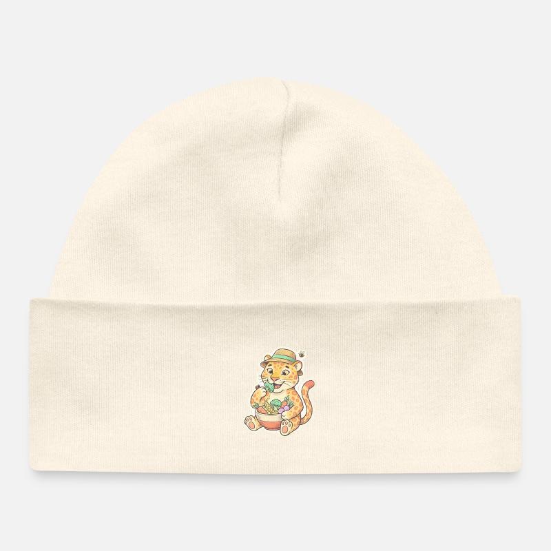 Leopard Kit with Vegetable Basket - Baby Organic Beanie - soft Ecru