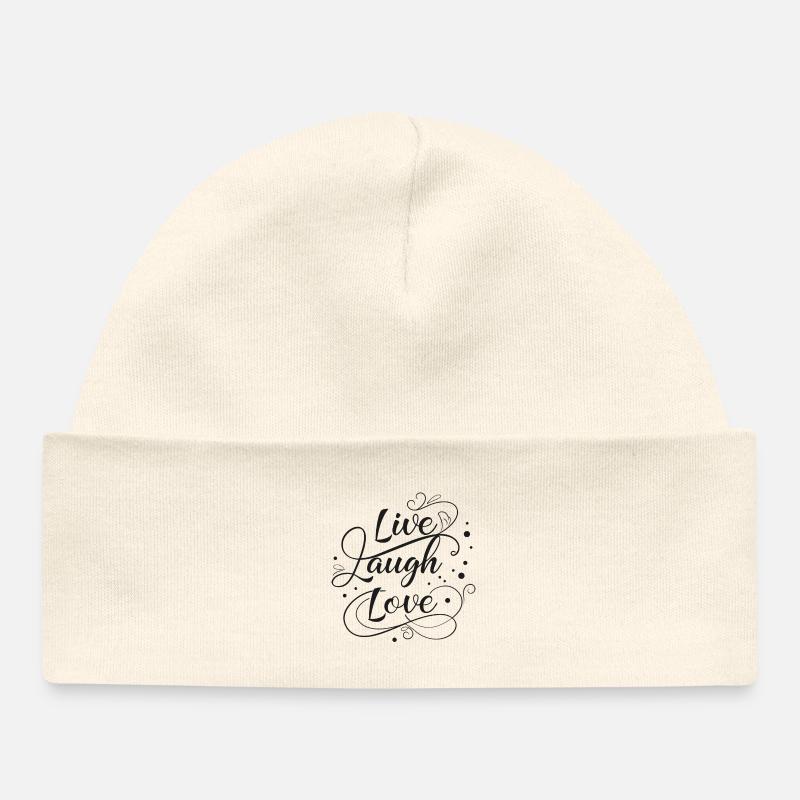 Vivre, rire, aimer - Bonnet bébé bio - écru doux