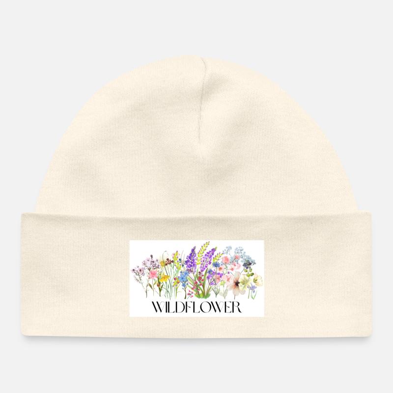 Fleur Prairie Aquarelle Design - Bonnet bébé bio - écru doux